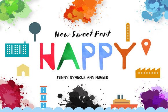 Happy Font: Sweet Typeface with Funny Symbols